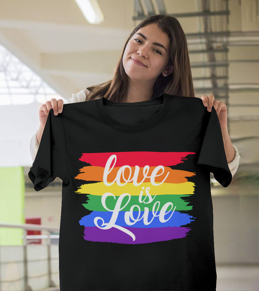 Love Is Love Rainbow Stripes Pride Flag T-Shirt