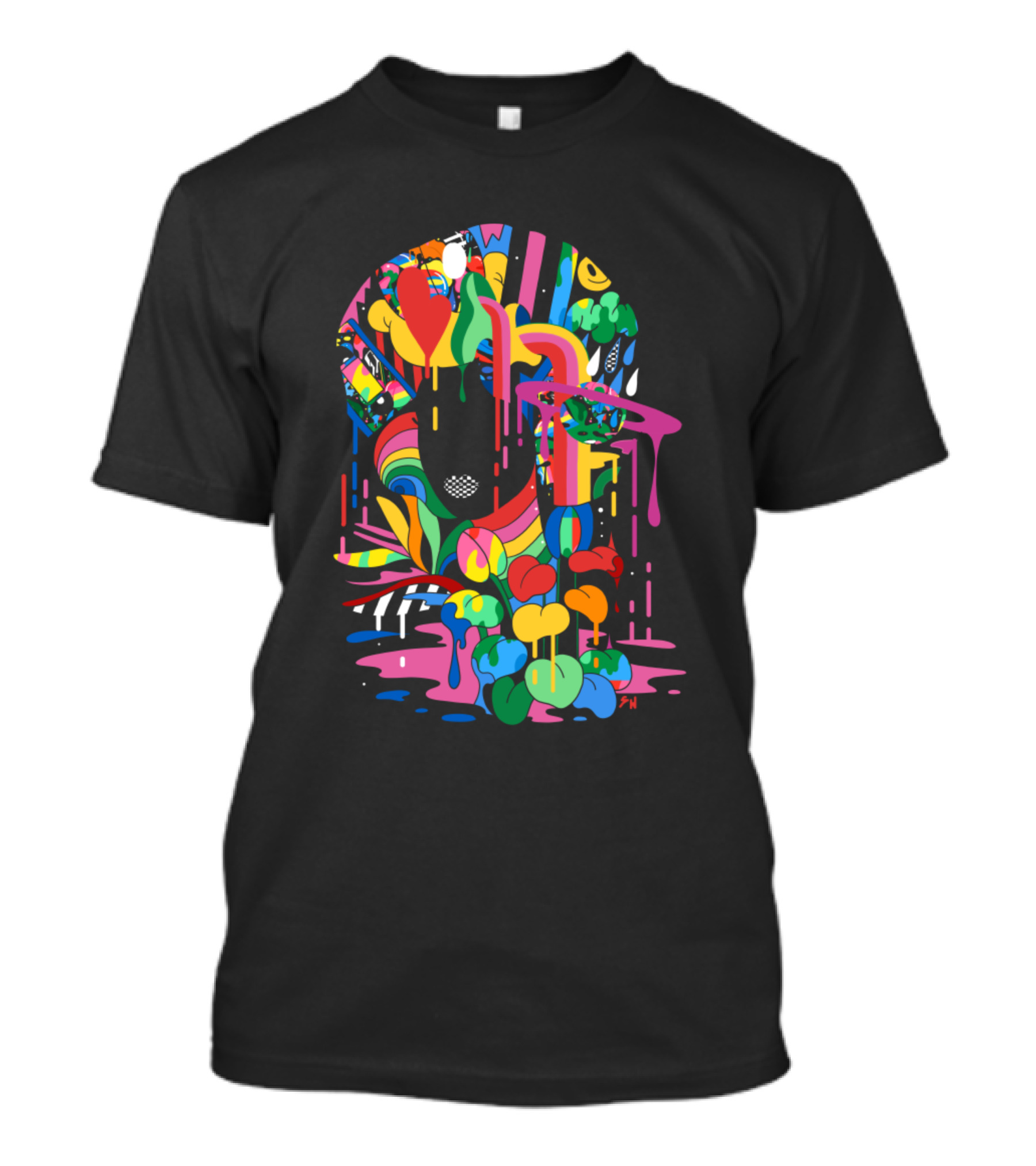 Afro Afro Girl Rainbow Drip T-Shirt