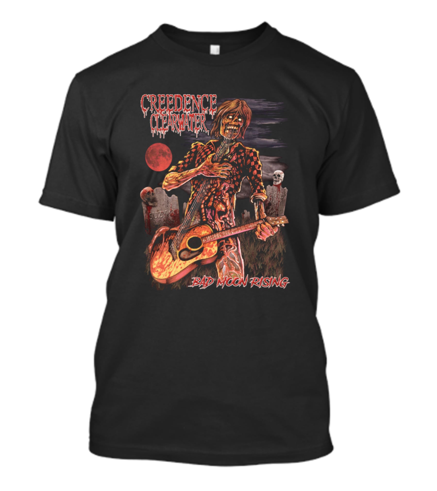 Creedence Clearwater Revival Bad Moon Rising Zombie Guitar Graveyard T-Shirt