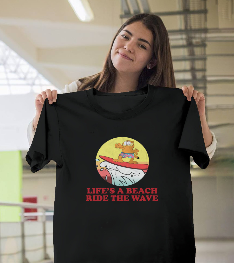 Garfield Surfing Adventure Life's a Beach Ride the Wave T-Shirt