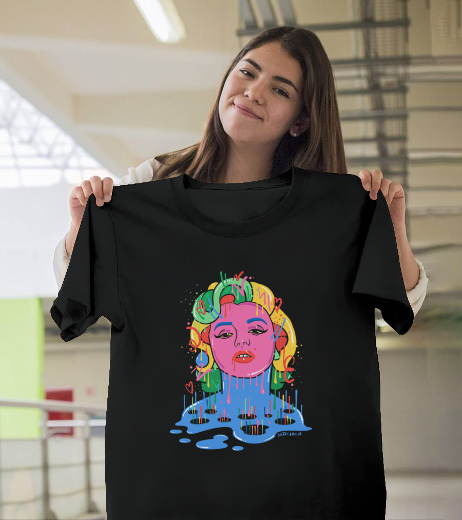 Marylin Monroe Trippy Monroe Vibrant Pop Art by Santlov T-Shirt