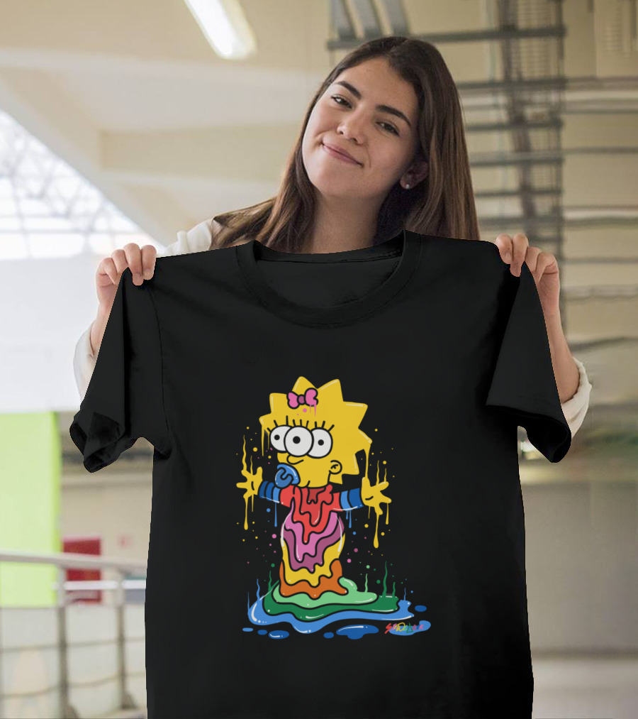 Melting Three Eyed Maggie Simpson Dripping Psychedelic Colors by Sh0ck9r T-Shirt