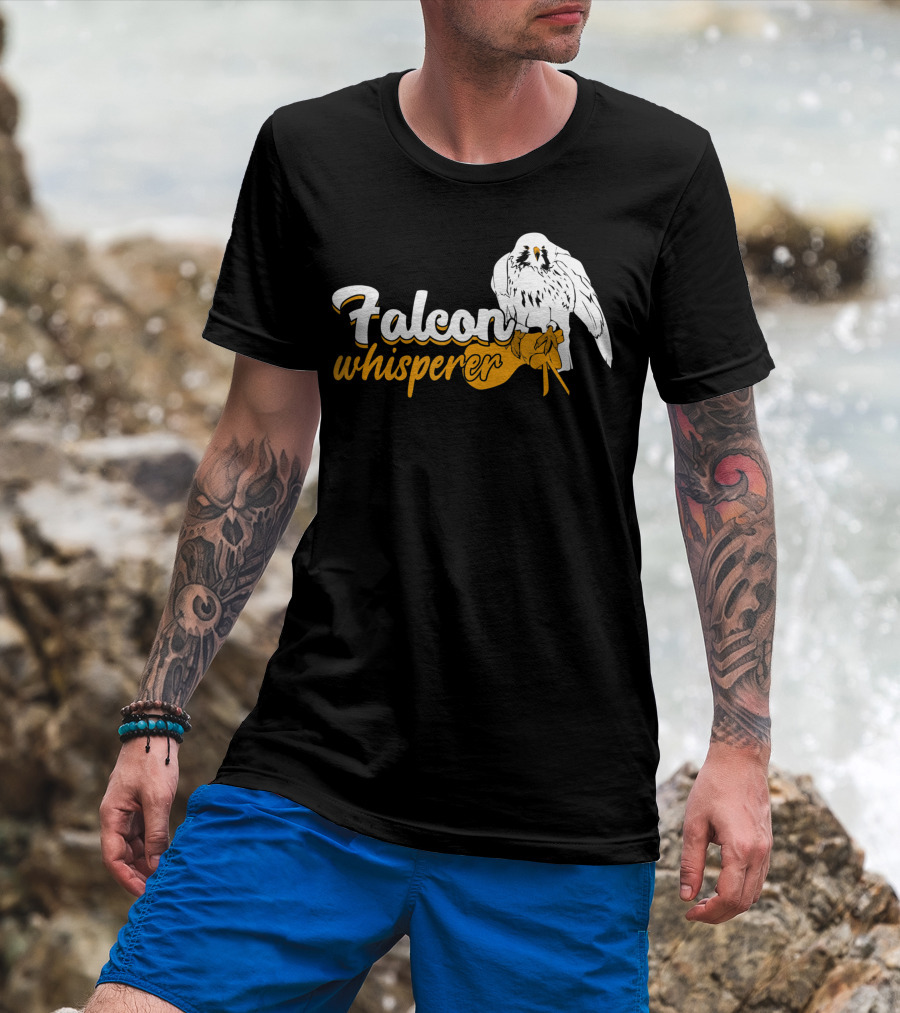 Falcon Whisperer Falconer’s Companion Bird Glove Emblem T-Shirt