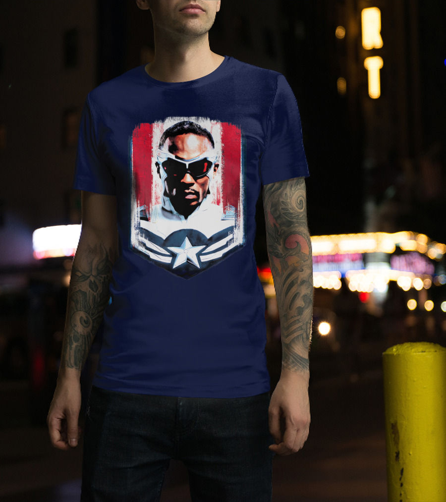 Marvel Captain America Sam Wilson Falcon Soldier Iconic Shield T-Shirt