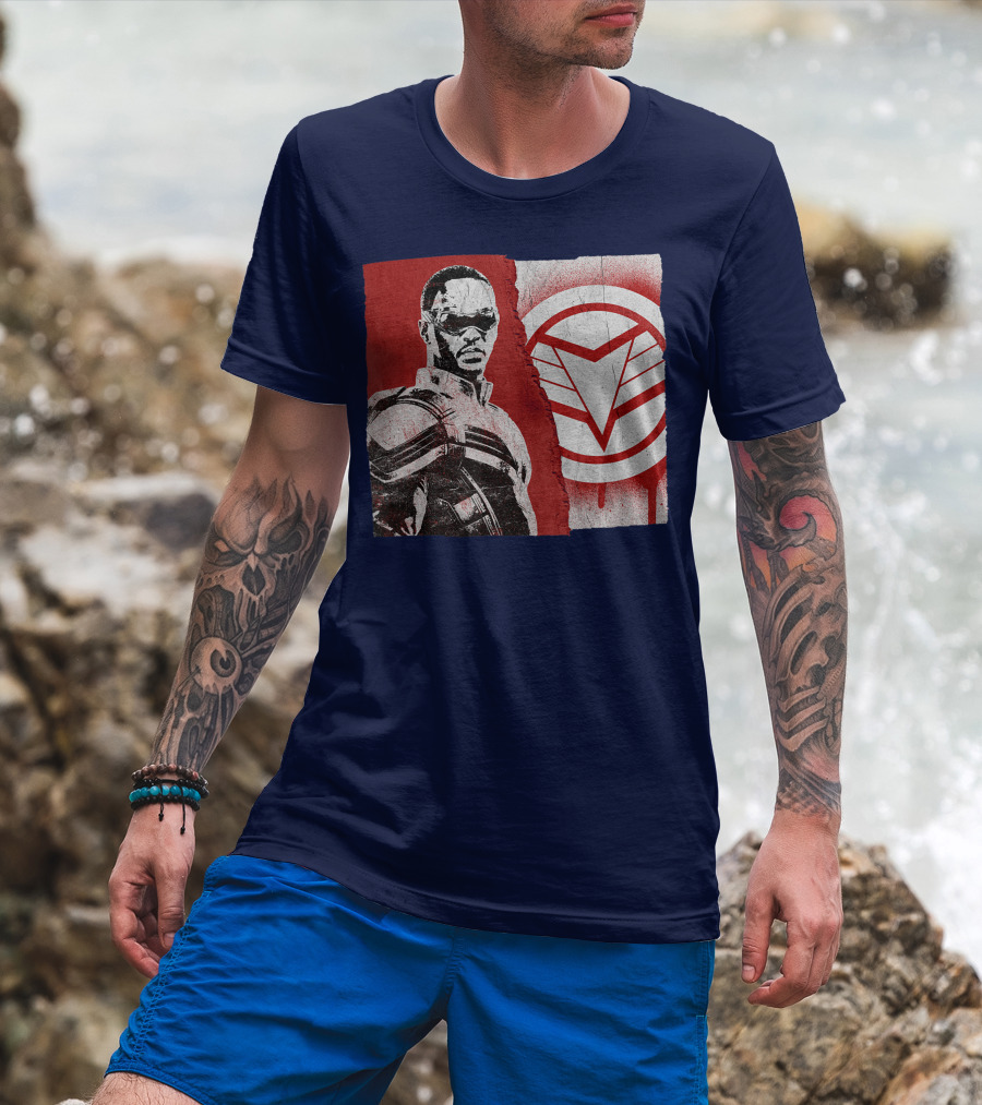 Marvel Sam Wilson The Falcon And The Winter Soldier Red White Emblem T-Shirt