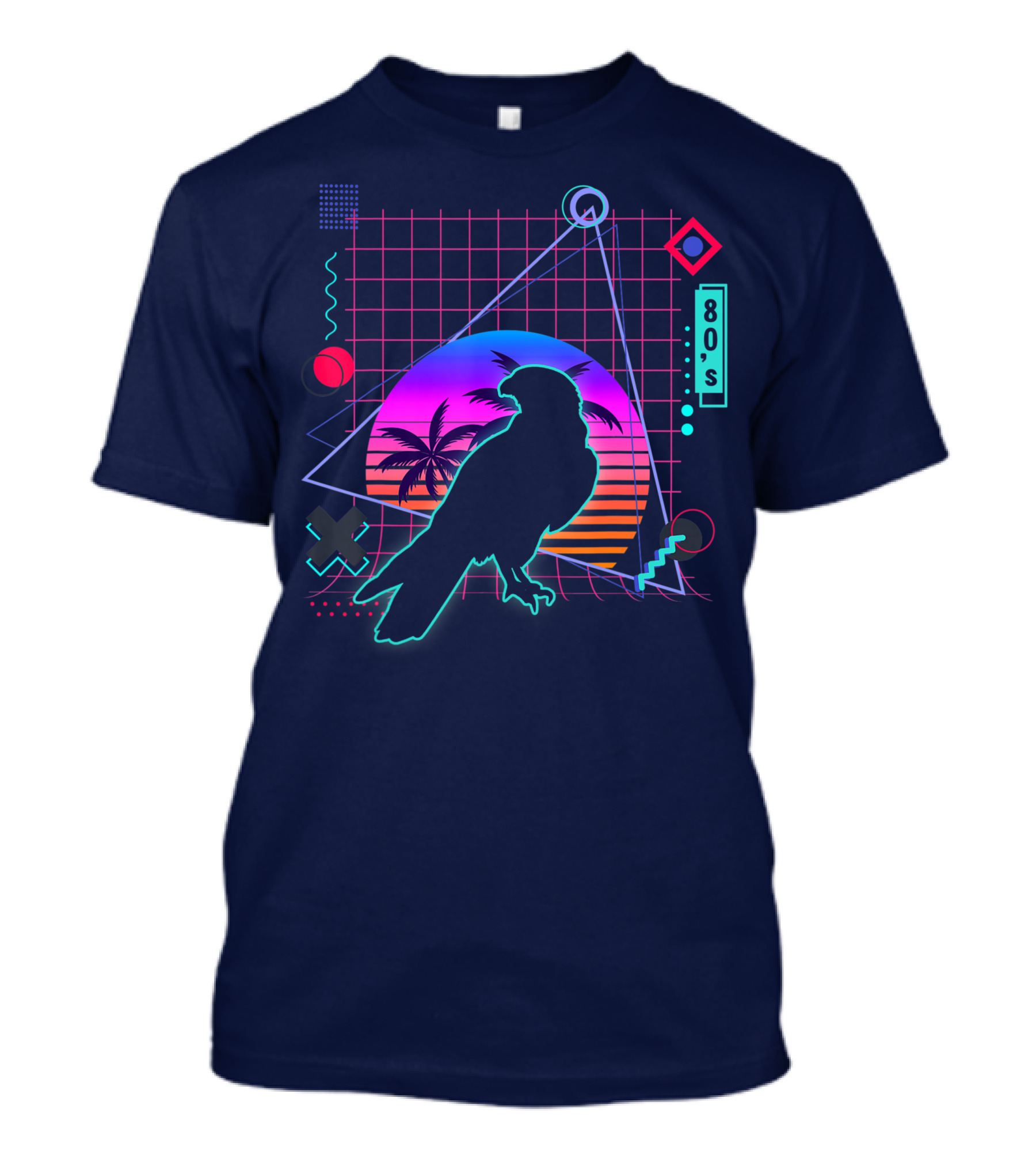Peregrine Falcon Vaporwave Aesthetic 80s Style Grid And Sunset T-Shirt