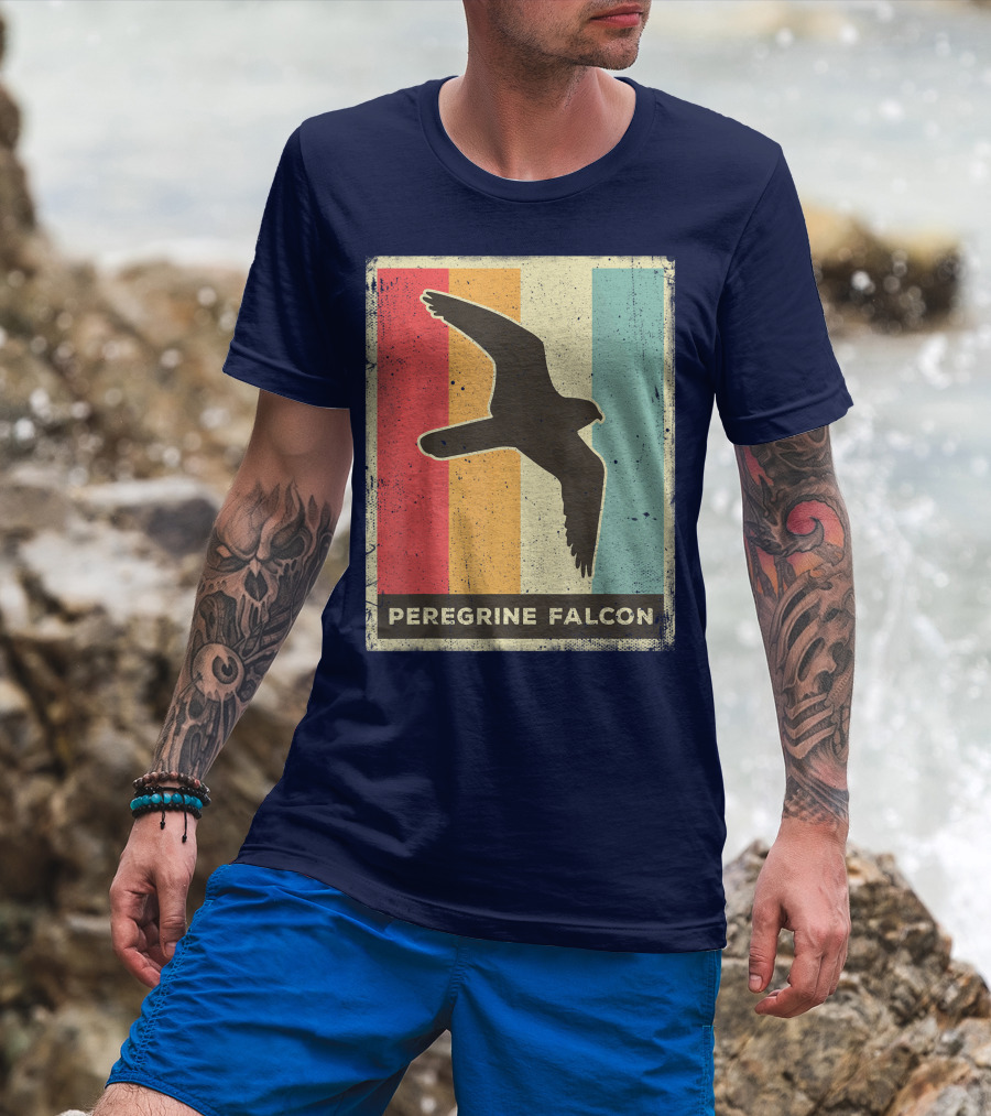 Peregrine Falcon Lover Vintage Animal Retro Stripes T-Shirt