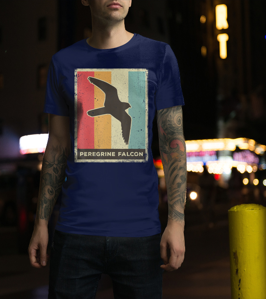 Peregrine Falcon Lover Vintage Animal Retro Stripes T-Shirt