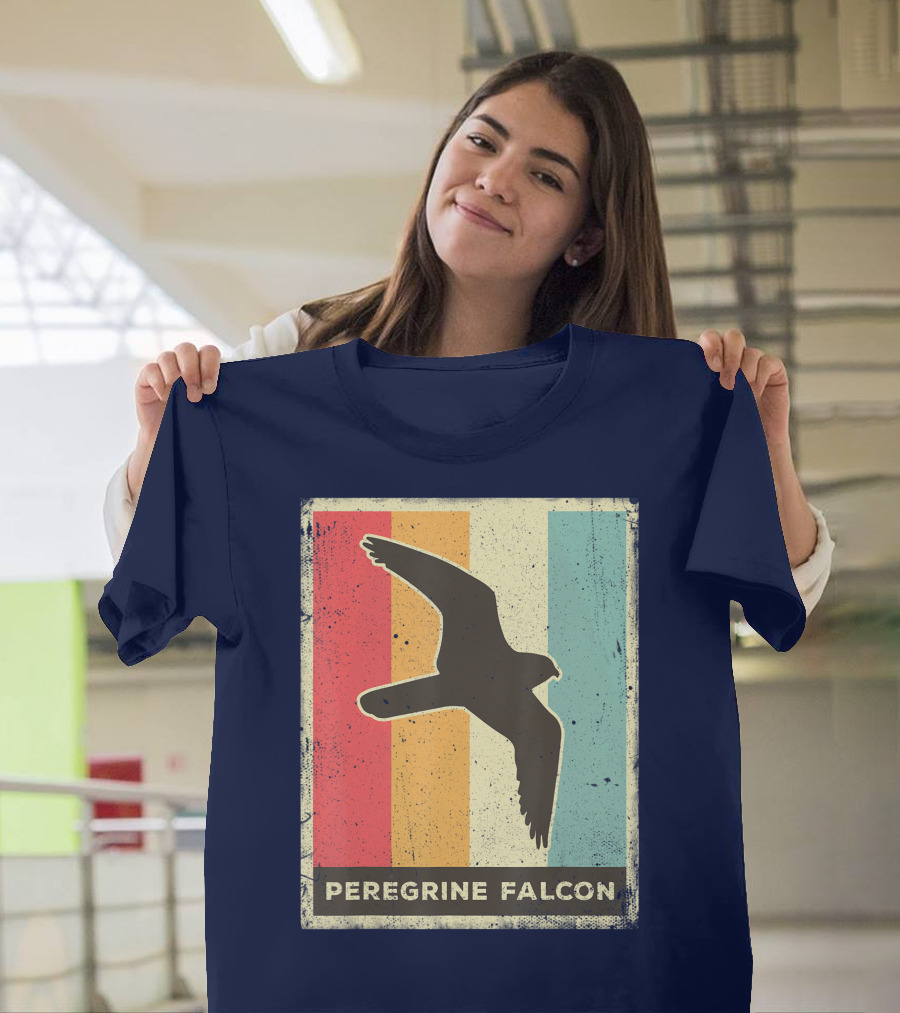 Peregrine Falcon Lover Vintage Animal Retro Stripes T-Shirt