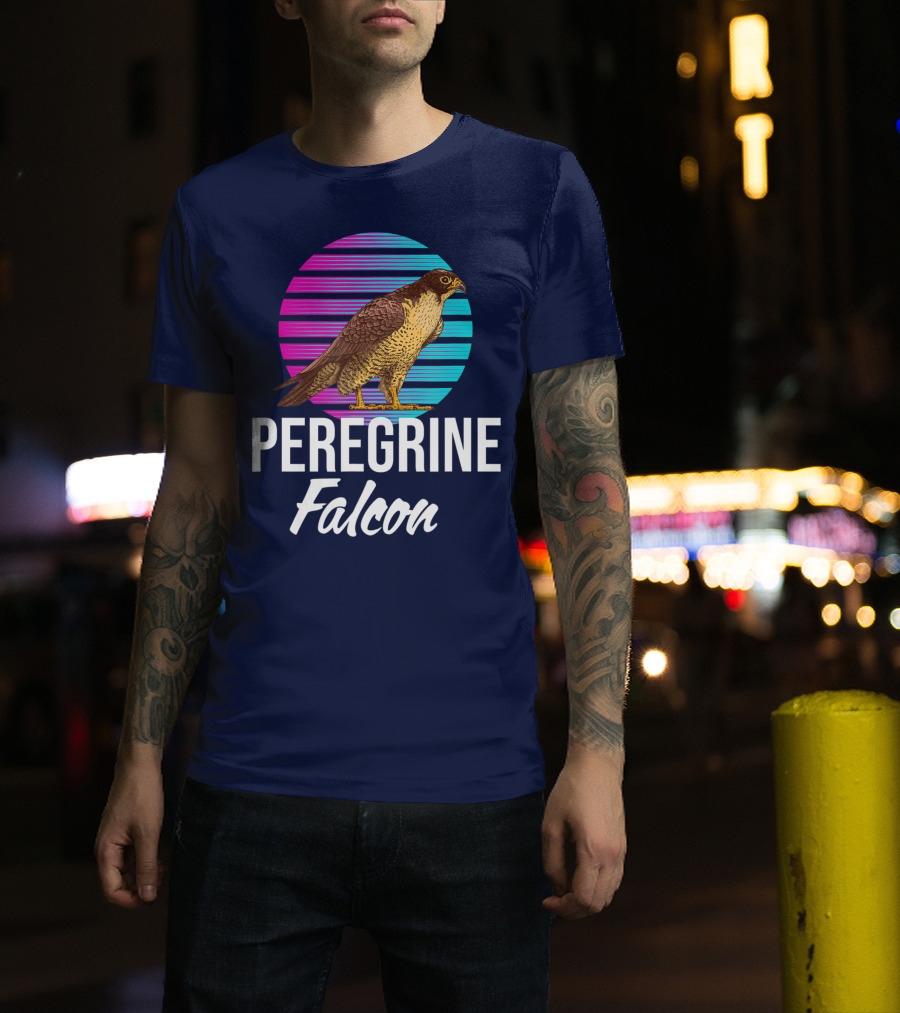 Peregrine Falcon Bird Retro Stripes Falcon Animal T-Shirt