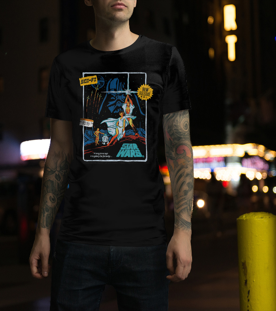 Star Wars Episode Four Luke Skywalker New Release $3.99 Vintage Sci-Fi VHS Cover T-Shirt