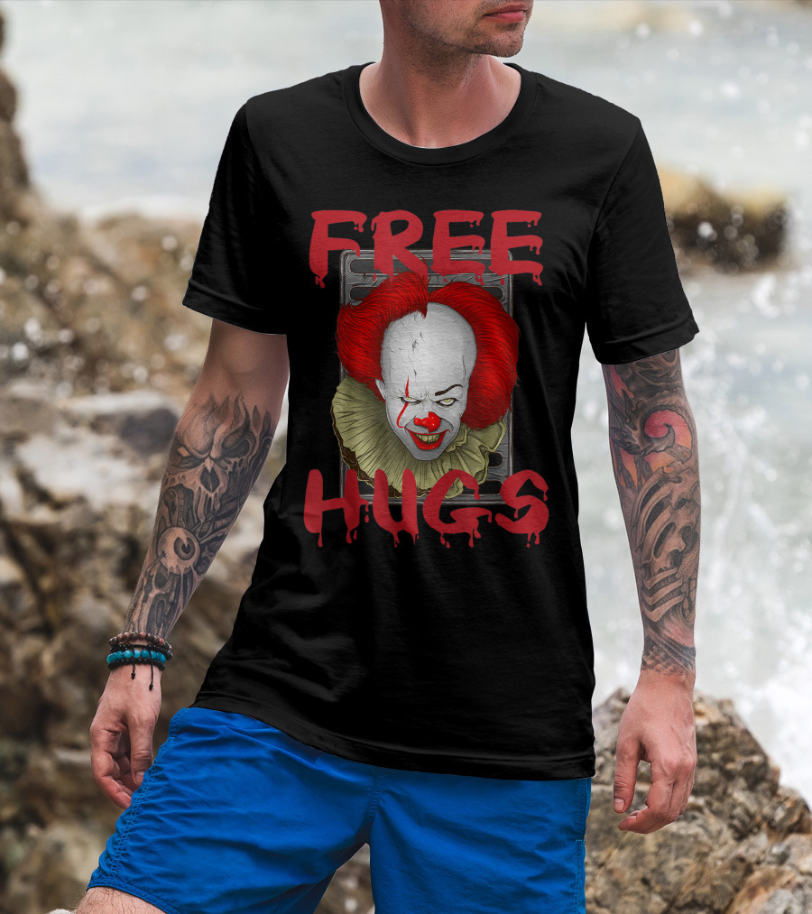 Free Hugs Halloween Evil Killer Scary Clown T-Shirt