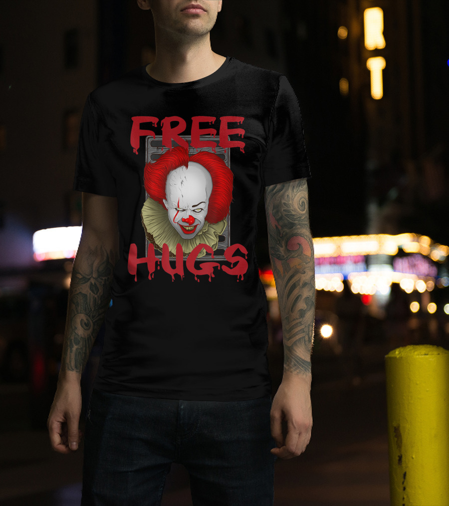 Free Hugs Halloween Evil Killer Scary Clown T-Shirt