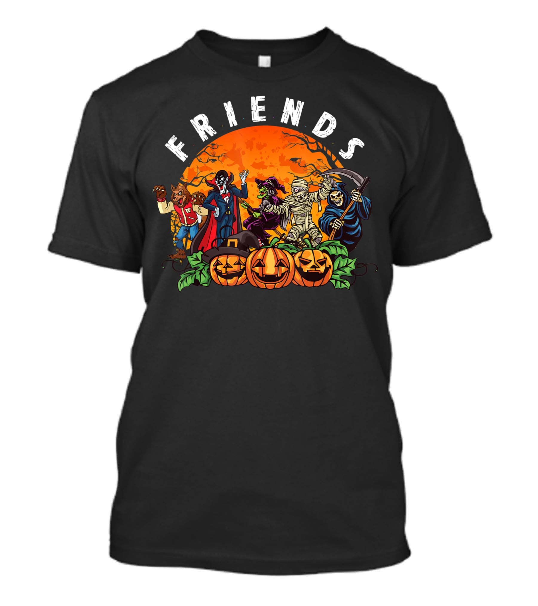 Friends Cartoon Horror Movie Monsters Halloween Icons T-Shirt