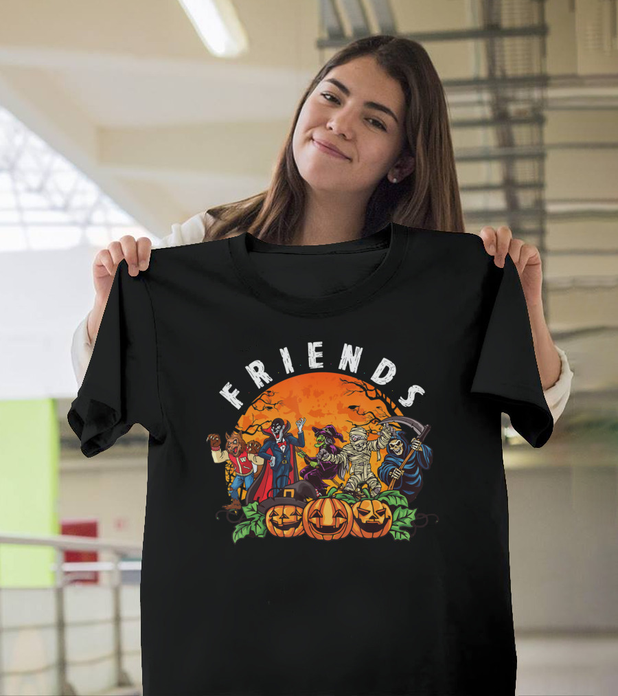 Friends Cartoon Horror Movie Monsters Halloween Icons T-Shirt