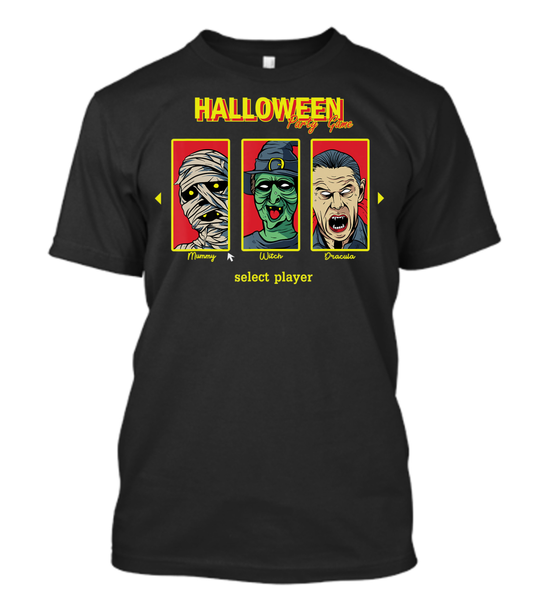 Halloween Party Game Mummy Witch Dracula Select Player T-Shirt