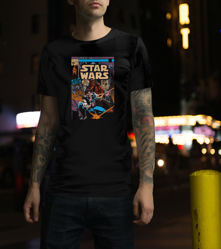 Star Wars Han Solo And Chewbacca Vintage Comic Cover 35¢ Edition January Marvel T-Shirt