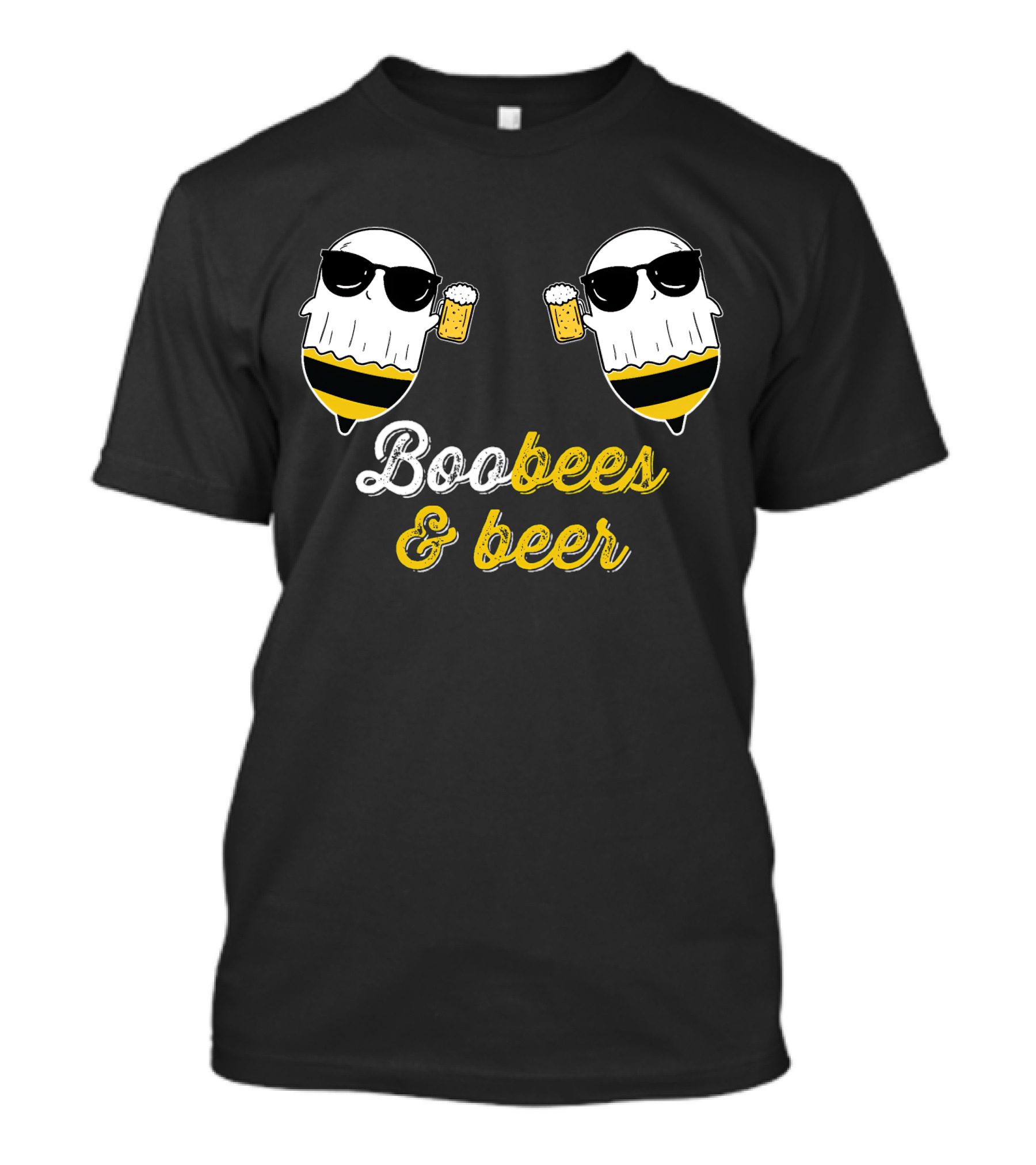 Boo Bees And Beer Halloween Costume Cute Ghost Drinking Bee T-Shirt