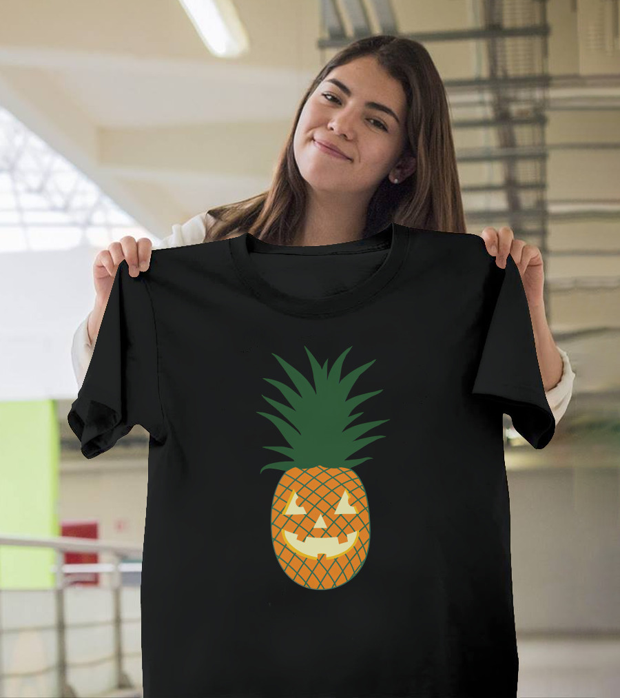 Carved Pineapple Jack-o'-Lantern Halloween Hawaiian T-Shirt
