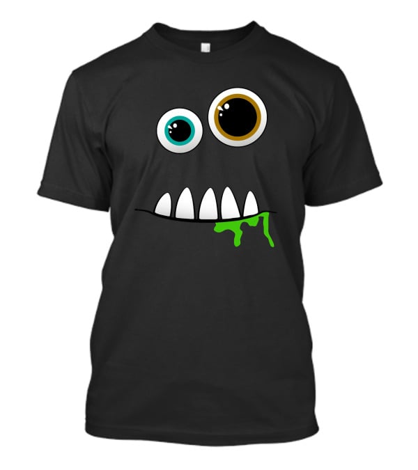 Funny Monster Face With Goofy Eyes And Drooling Green Slime T-Shirt