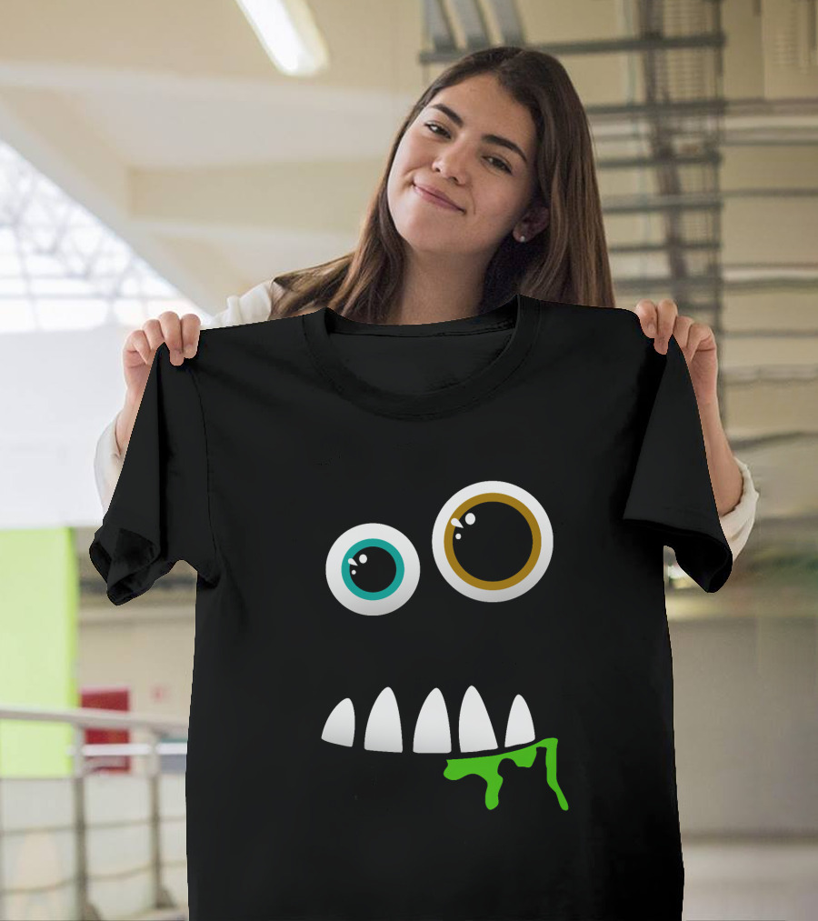 Funny Monster Face With Goofy Eyes And Drooling Green Slime T-Shirt