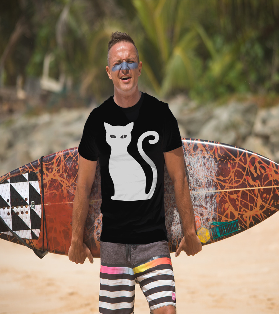 Halloween Cat Cute Cat Silhouette White T-Shirt