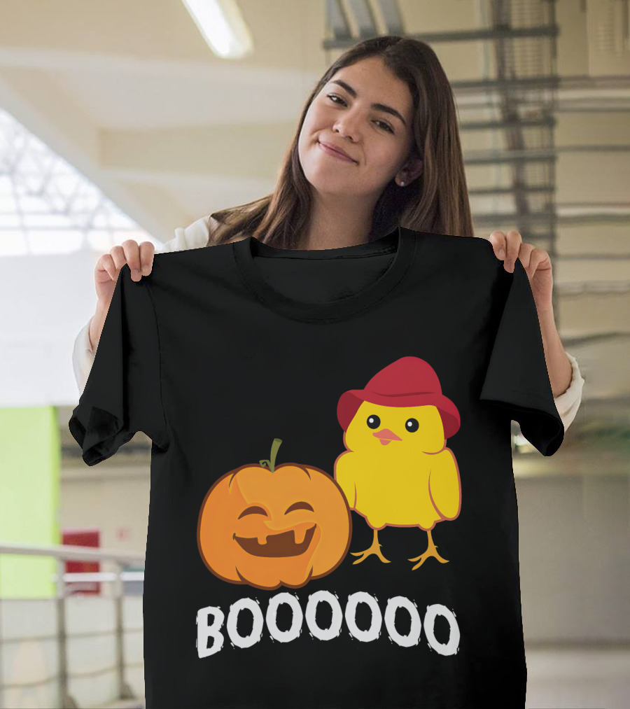 BOOOOO Halloween Funny Pumpkin And Chicken T-Shirt