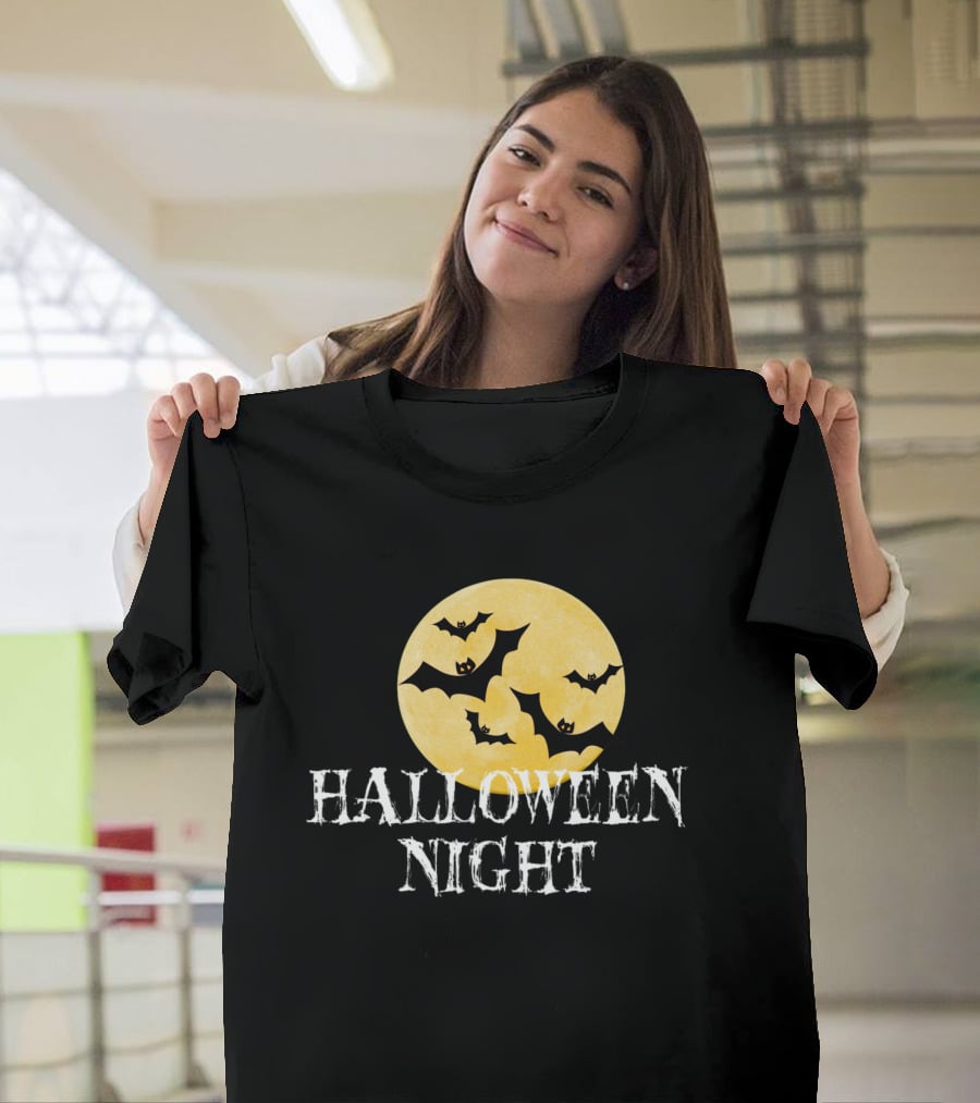 Halloween Night Horror Bats Moon T-Shirt