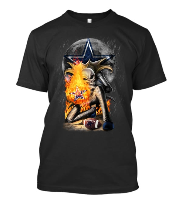 Jack Skellington Fire Football Moon Cowboys Star T-Shirt