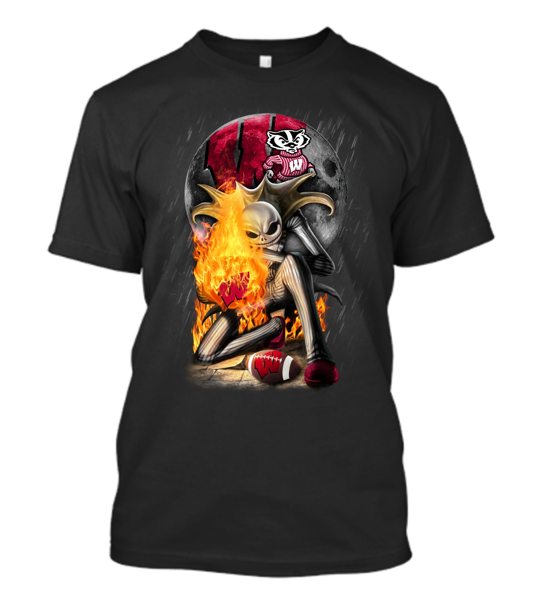 Jack WB Wisconsin Badgers Nightmare Crossover Football T-Shirt