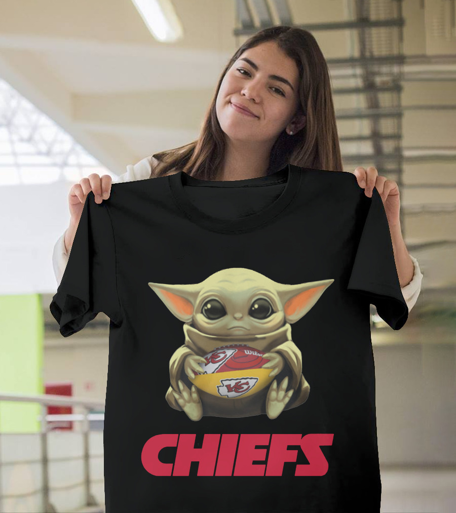 Baby Yoda Kansas City Chiefs Football T-Shirt