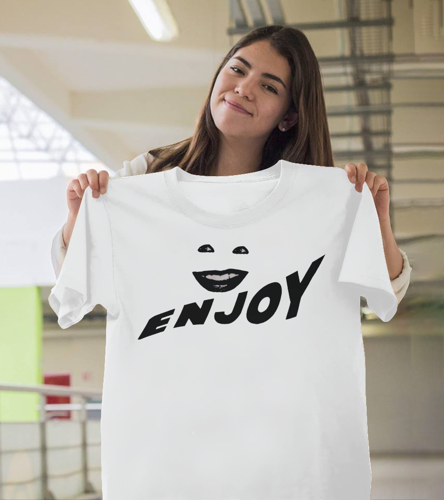 Enjoy Smile Black and White Minimalism T-Shirt