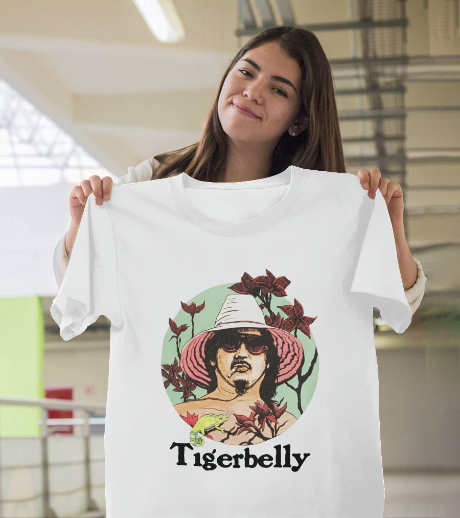 Tigerbelly Tropical Hat Person Surrounded By Flowers And Lizard T-Shirt