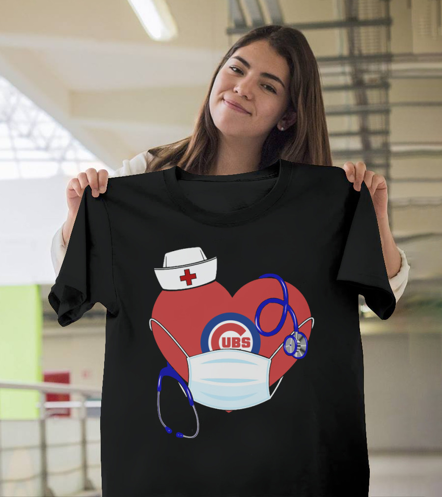 Cubs Heart with Nurse Hat Mask and Stethoscope T-Shirt