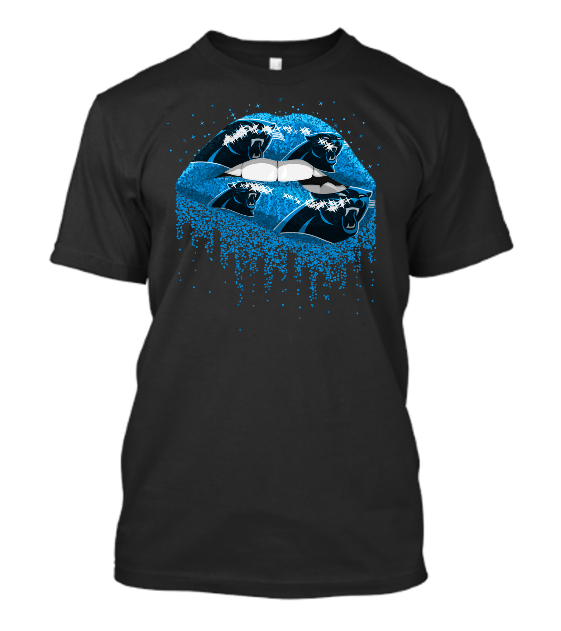 Carolina Panthers Glitter Lips Burst With Panther T-Shirt