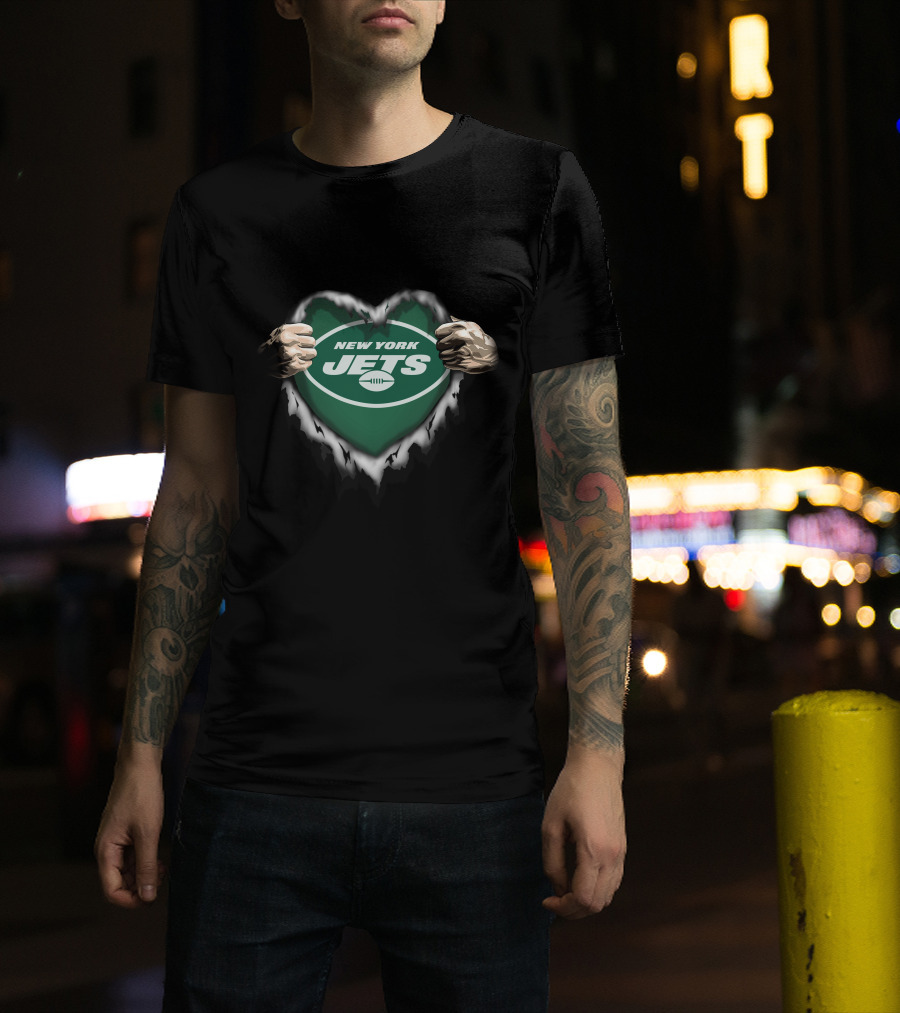 New York Jets Heart Ripped T-Shirt