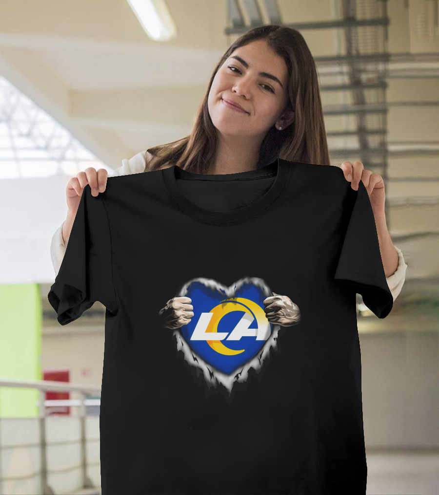 Los Angeles Rams LA Heart Ripped T-Shirt