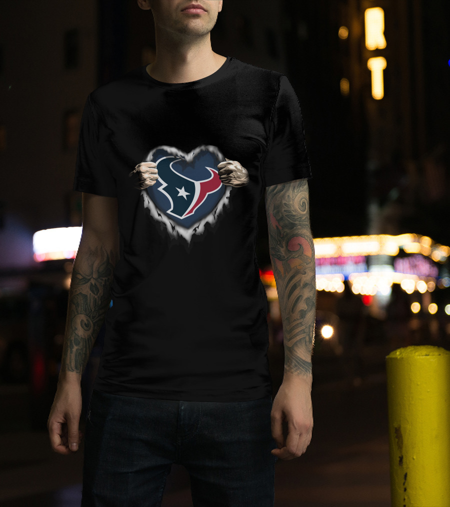 Houston Texans Heart Ripped Open T-Shirt
