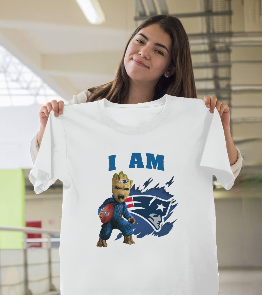 I Am Groot New England Patriots Football Character With Team T-Shirt