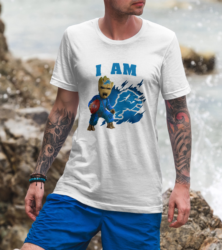 I Am Groot Detroit Lions Football Fan Mashup T-Shirt