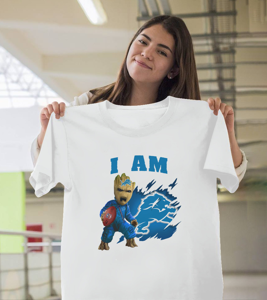 I Am Groot Detroit Lions Football Fan Mashup T-Shirt