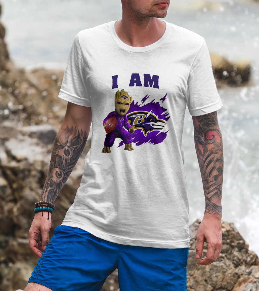 I Am Groot Baltimore Ravens Football Fan T-Shirt