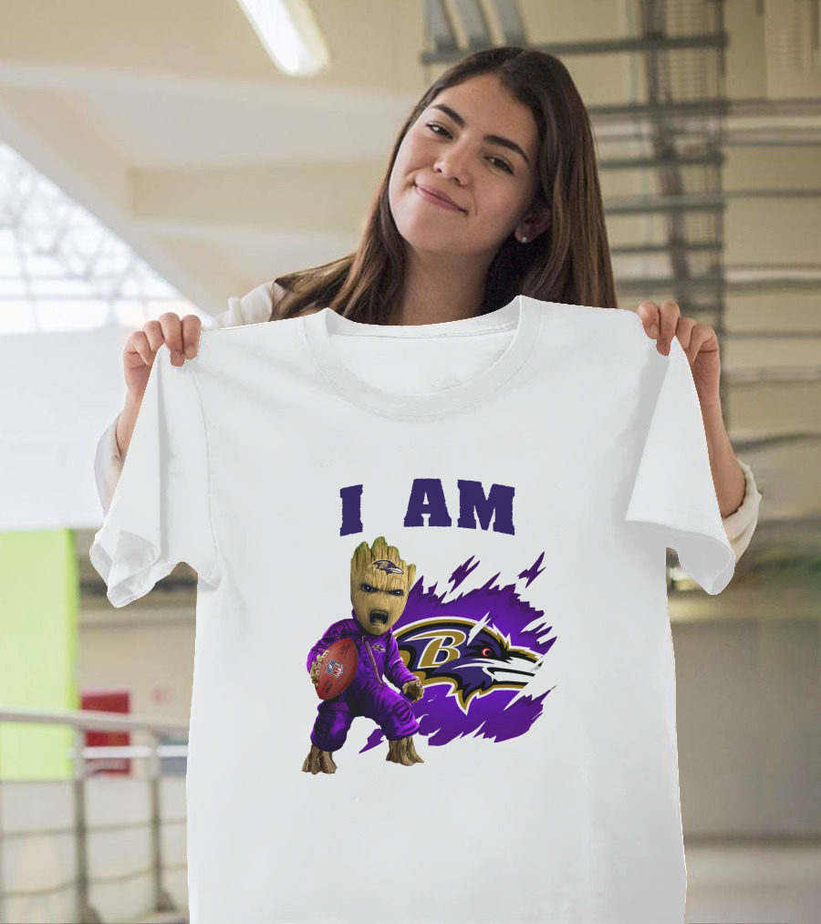 I Am Groot Baltimore Ravens Football Fan T-Shirt
