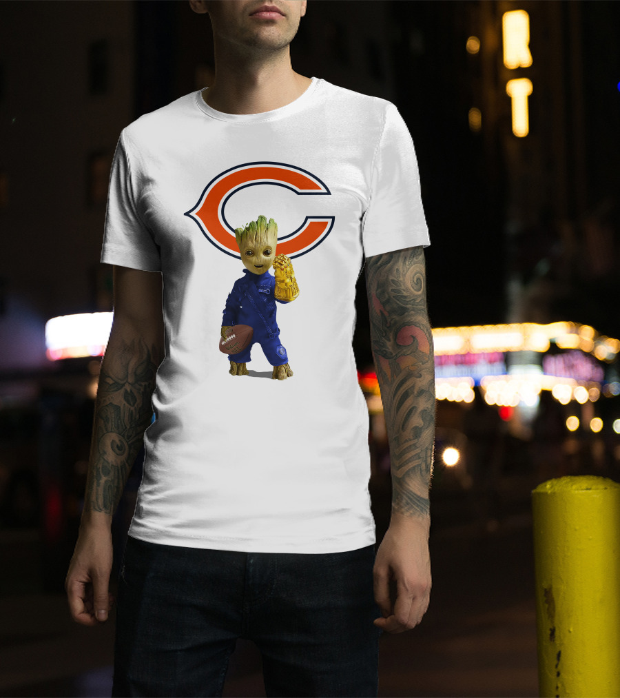 Chicago Bears Groot Football Infinity Gauntlet T-Shirt
