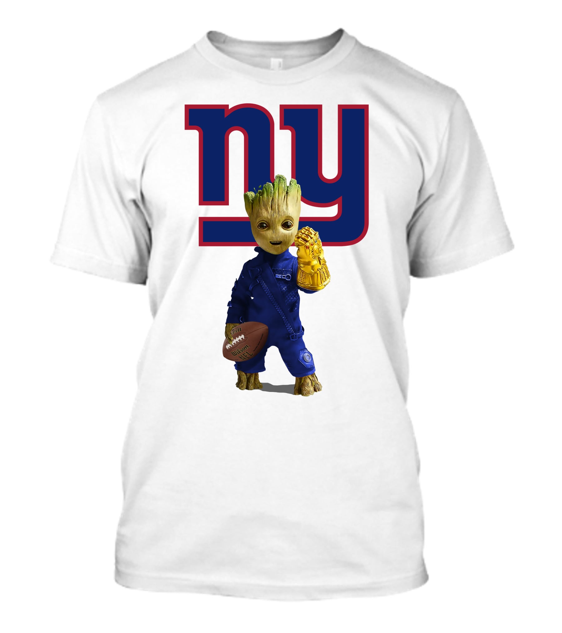 NY Giants Groot Football Infinity Gauntlet T-Shirt