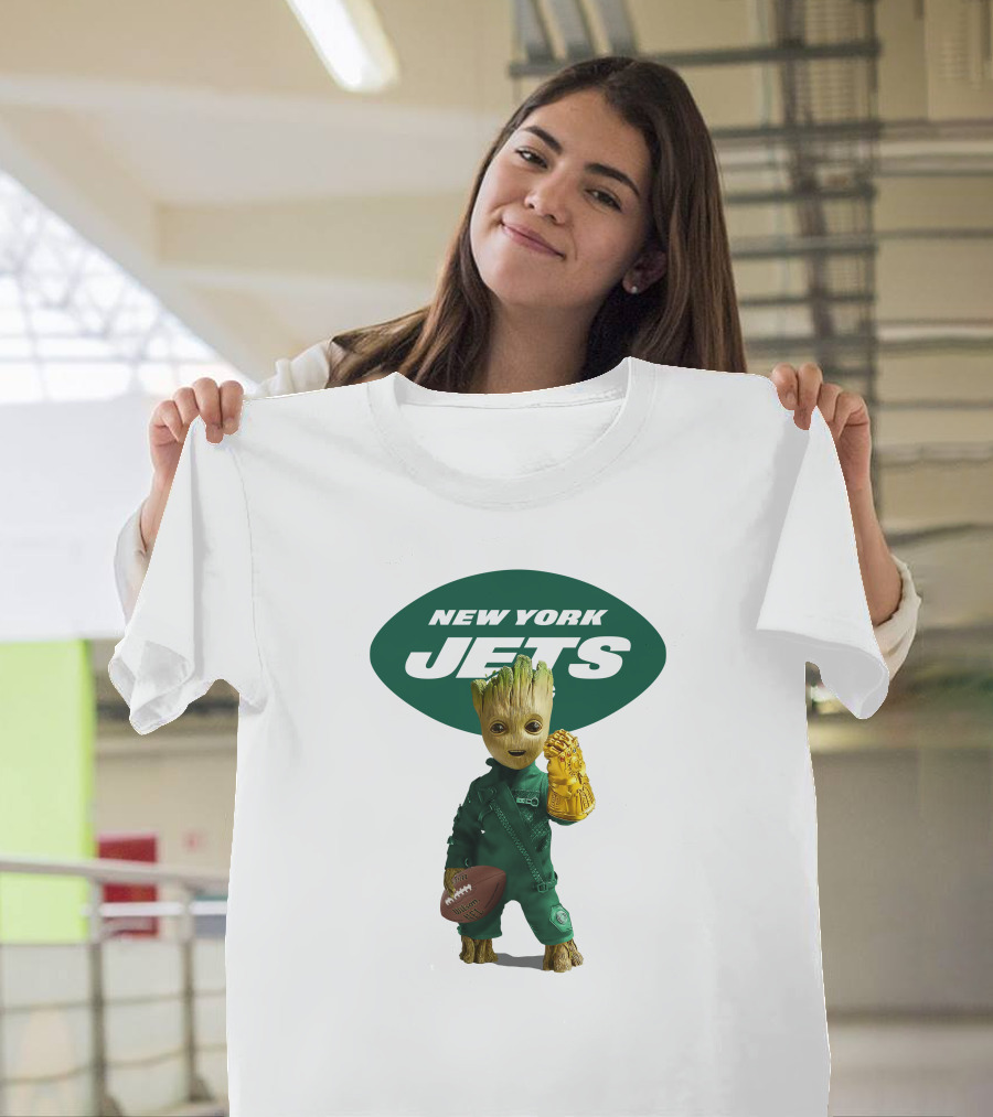 New York Jets Groot Football Marvel Crossover T-Shirt