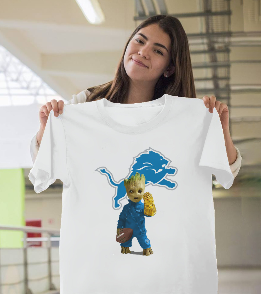 Detroit Lions Groot Avengers Football Mashup T-Shirt
