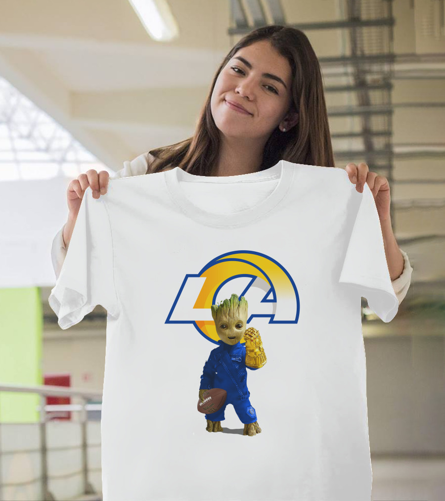 Los Angeles Rams Groot Football Infinity Gauntlet T-Shirt