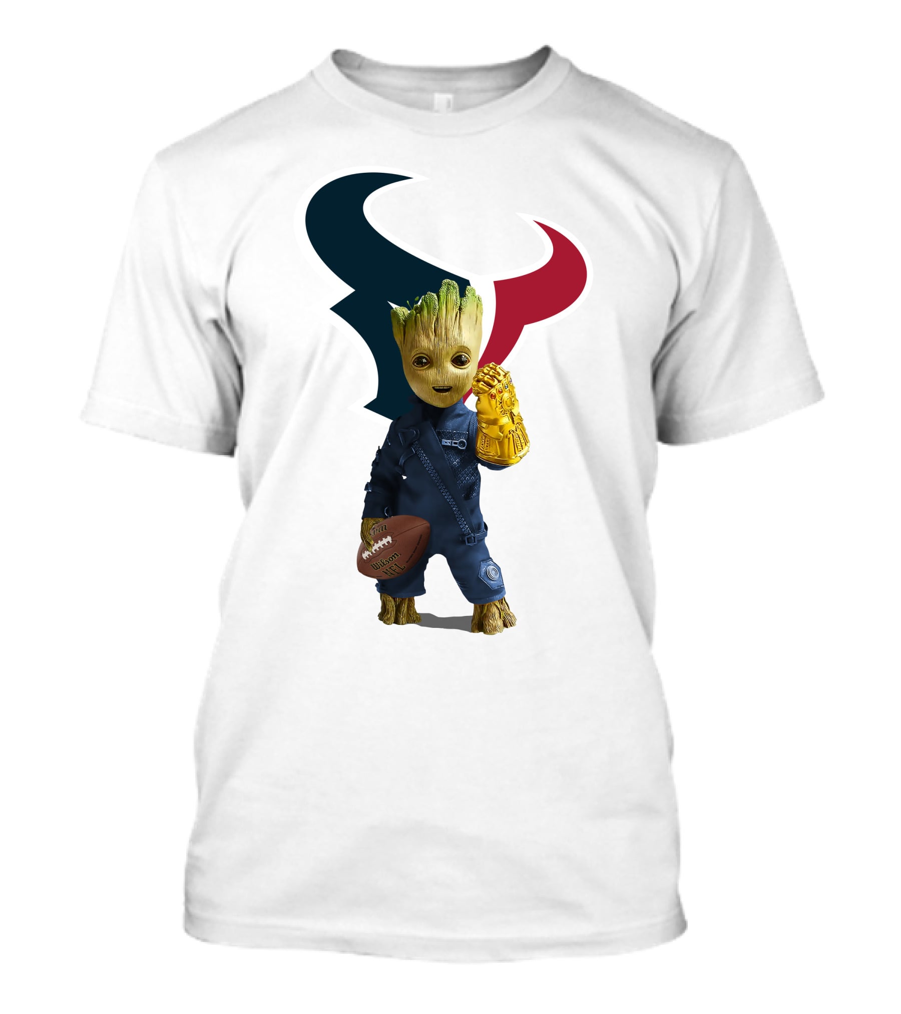 Houston Texans Groot Football Infinity Gauntlet T-Shirt
