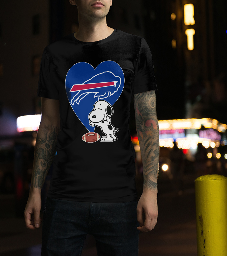 Buffalo Bills Snoopy Hug Heart Football T-Shirt